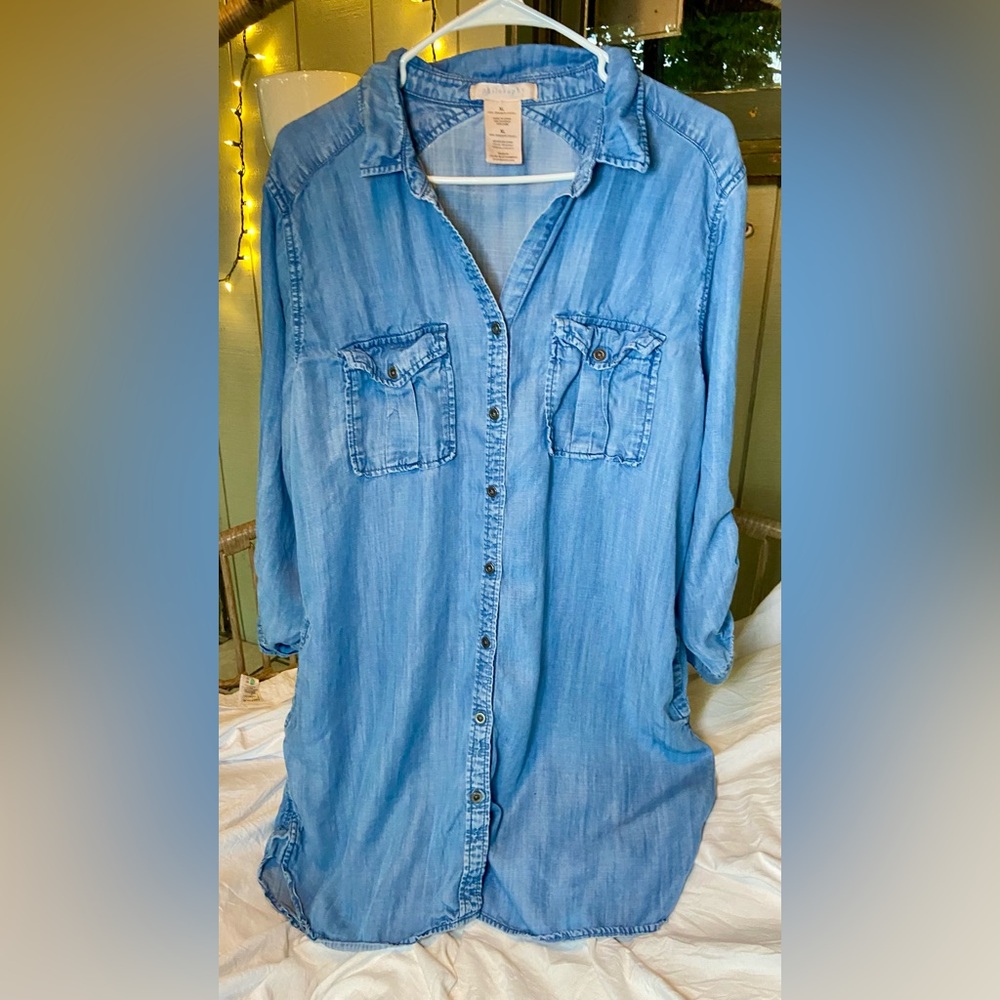 Philosophy Blue Chambray Button-Up Shirt